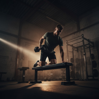 Dumbbell row bench setup for anti-rotation strength