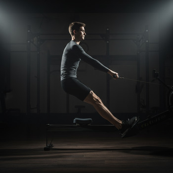 Row catch with tall torso and quiet shins