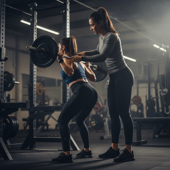 Coach Neha giving a cue on squat setup