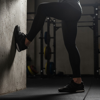 Ankle dorsiflexion drill — start position against wall