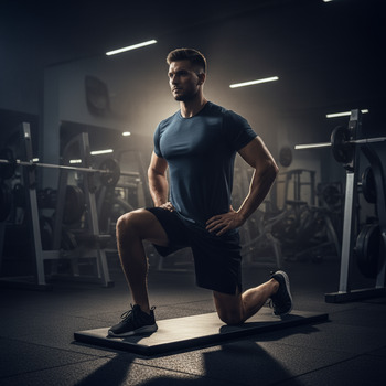 Half-kneeling hip flexor stretch — glute squeeze and gentle shift forward