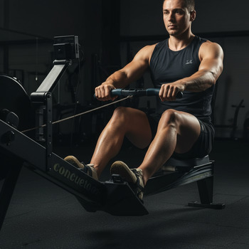 Rowing machine prepared for low-stroke-rate aerobic work