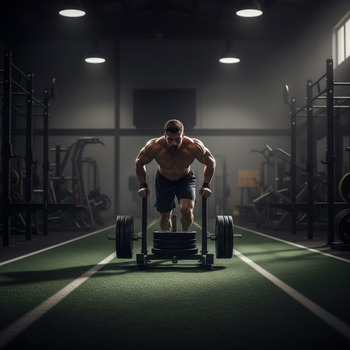 Sled push lane with low-friction turf