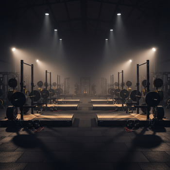 Row of platforms ready for strength class