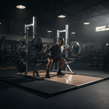 Back squat setup on a clean platform