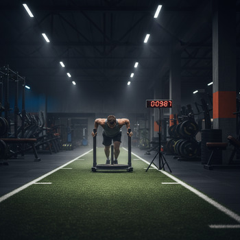 Turf lane reset with sled and timer