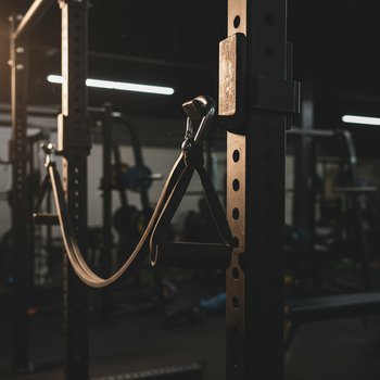 Resistance band anchor setup on rack