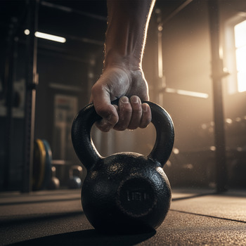 Kettlebell handle with chalked hand