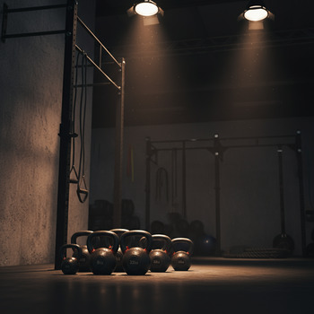 Kettlebells and pull-up bar for hybrid sessions