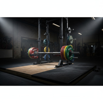 Squat platform ready with calibrated plates