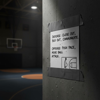 Coach cue card pinned with tape